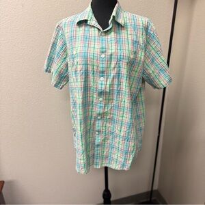 Cremeux Classics Men's Plaid Shirt - Green and Pink. Size Large
